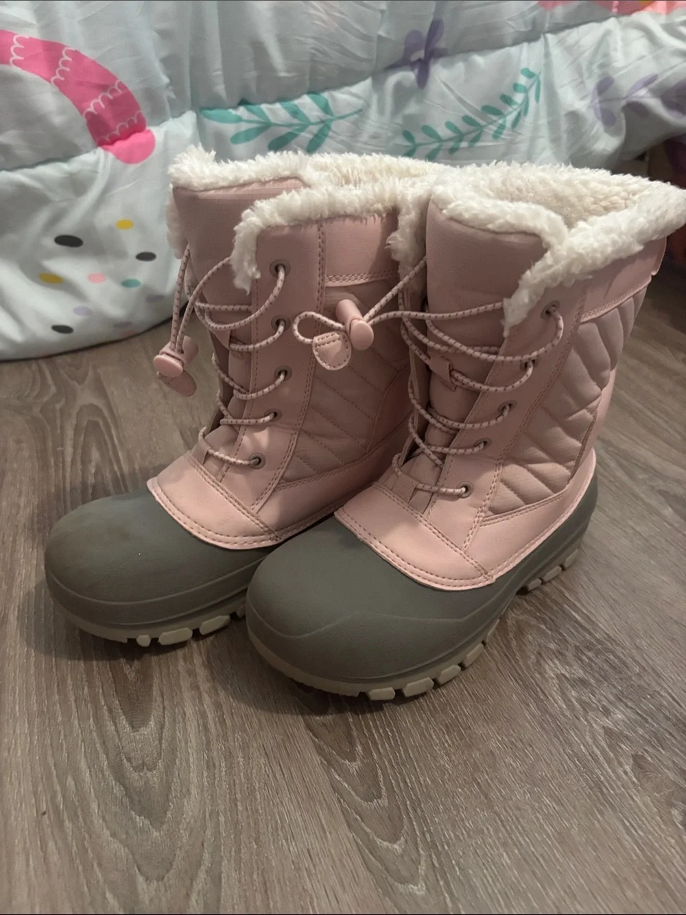 all in motion Pink and Gray Kids Insulated Snow Boots